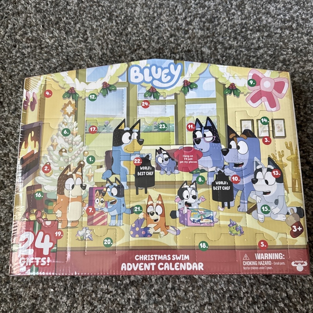 Bluey's Christmas Swim Advent Calendar 24 Days of Surprises Countdown Gifts, New